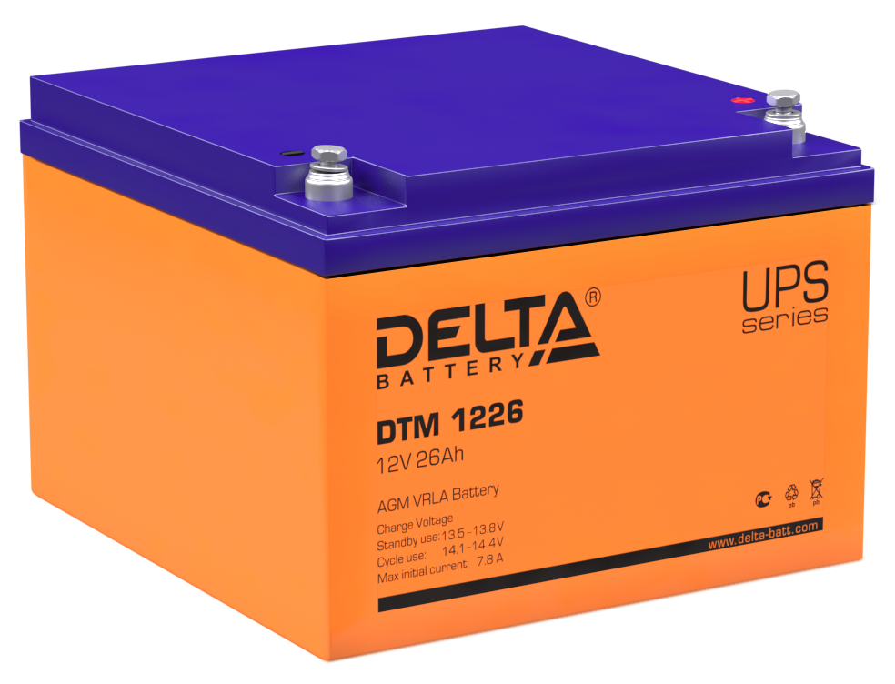 Аккумуляторы DELTA battery Аккумулятор 12В 26 А∙ч (DTM 1226) 249 Аккумулятор 12В 26 А∙ч (DTM 1226) - фото 1