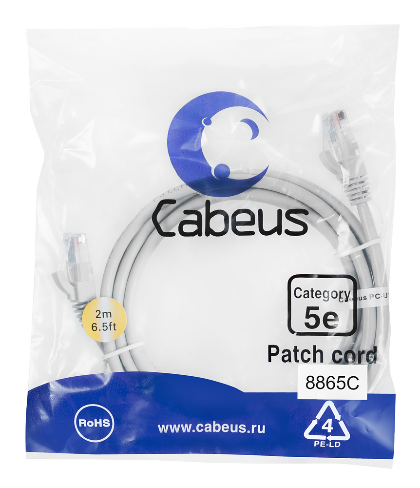 Шнуры Cabeus PC-UTP-RJ45-Cat.5e-2m-LSZH