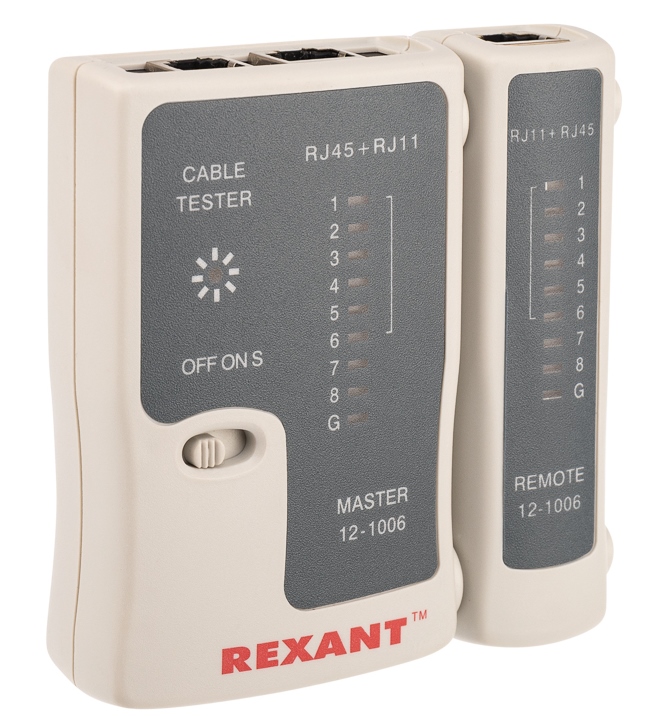 Тестеры кабеля Rexant Тестер кабеля RJ-45+RJ-11 REXANT - 468 (12-1006)