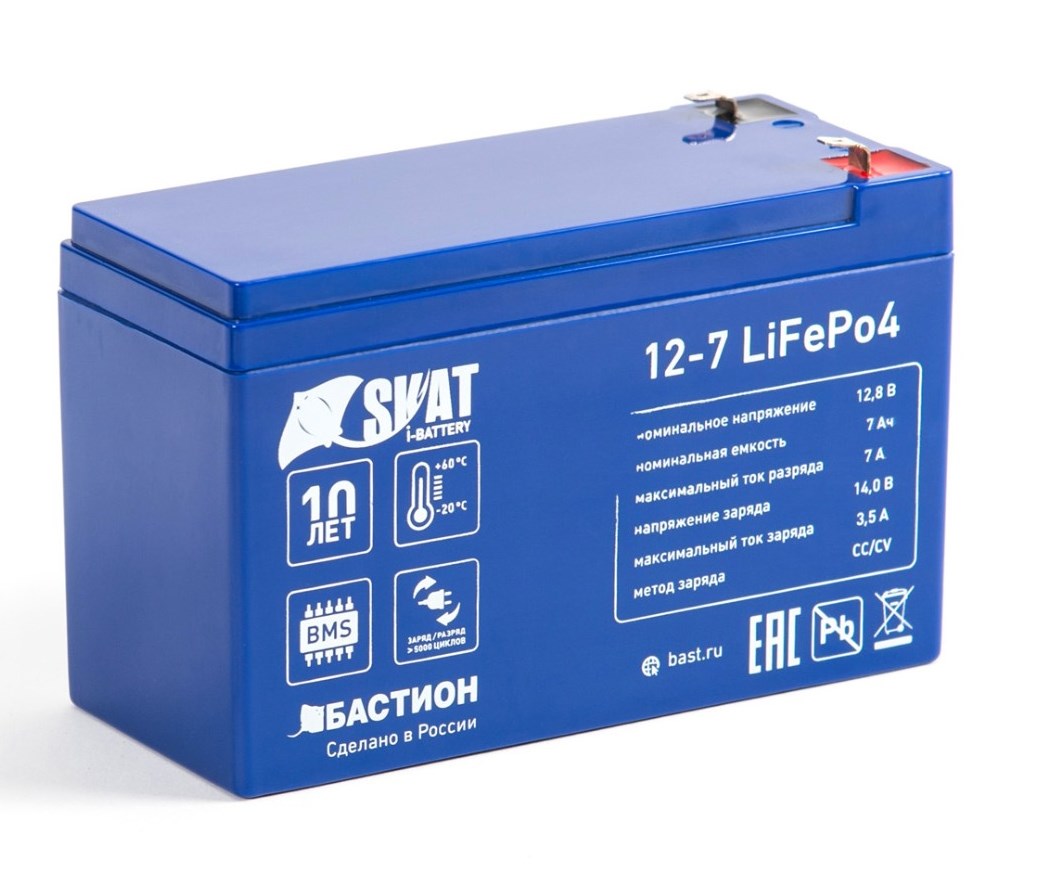 Аккумуляторы Бастион Skat i-Battery 12-7 LiFePo4 258 - фото 1