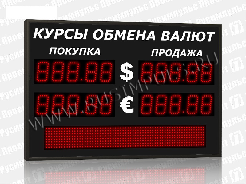 Уличные табло курсов валют РусИмпульс Импульс-308-2х2xZ5-S8x64, размер 850х580