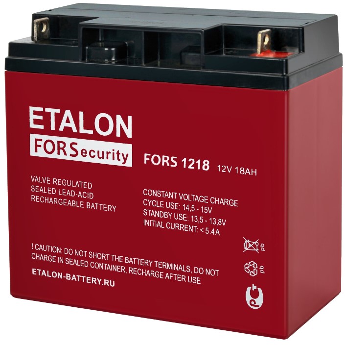 

Аккумуляторы ETALON Battery, FORS 1218 ∙ Аккумулятор 12В 18 А∙ч